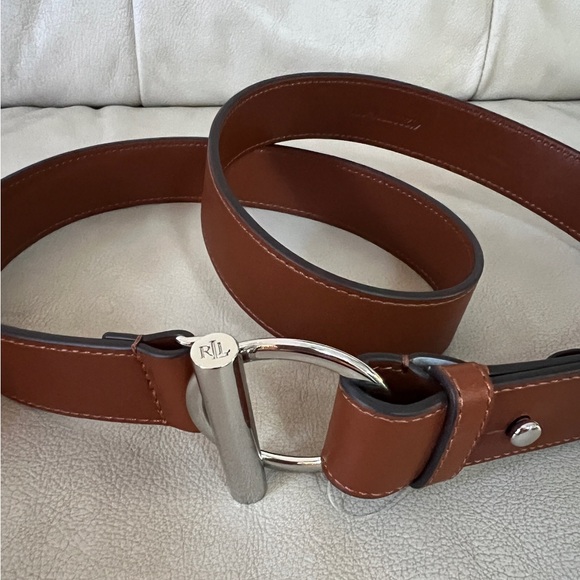 Lauren Ralph Lauren Leather Toggle Skinny Belt - Picture 4 of 10